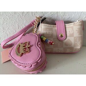 Juicy Couture Sweet Break Time Mini Tab Wristlet Sandstone W/Coin Purse & Charm